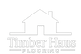 White Timber Haus Flooring logo featuring a house silhouette above the words 'Timber Haus FLOORING' on a transparent background.